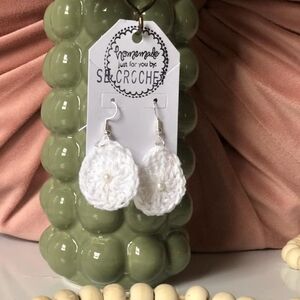 White Crochet Earrings